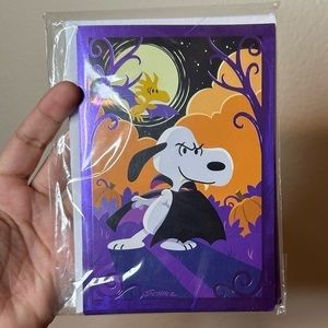 Happy Halloween Snoopy Woodstock Fang-Tastic Vampire Hallmark Card New 6 Pack